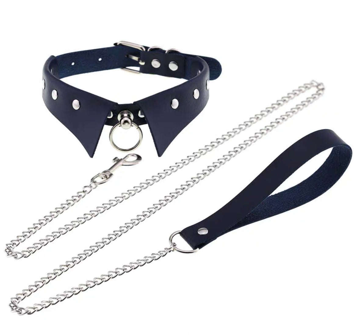Gothic Leather Collar Dominatrix Choker Chain Necklace