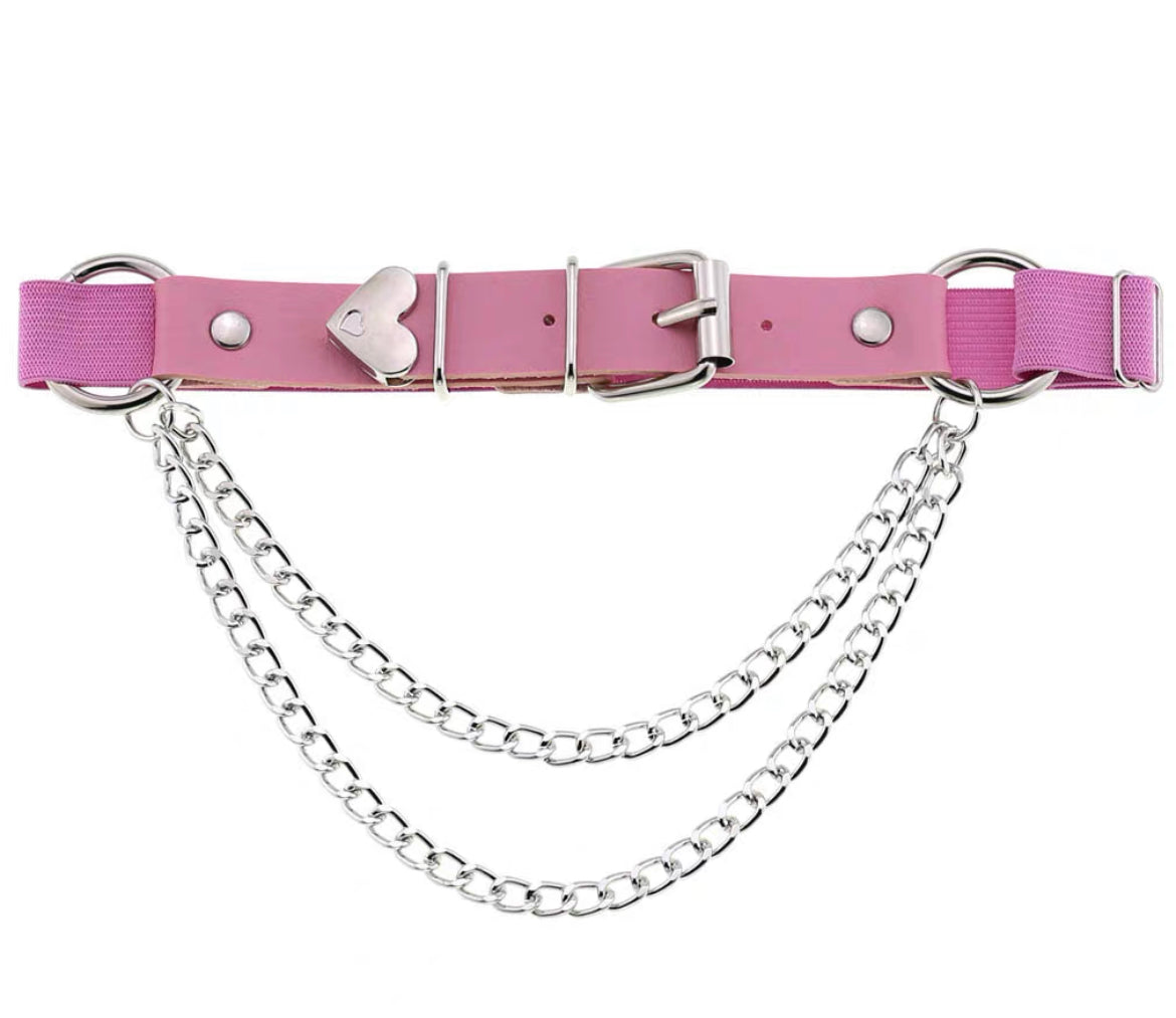 Heart Chain PU Leather Thigh Garter