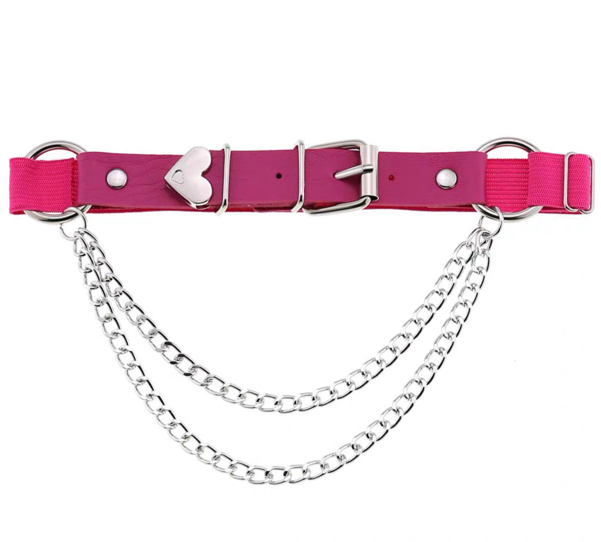 Heart Chain PU Leather Thigh Garter
