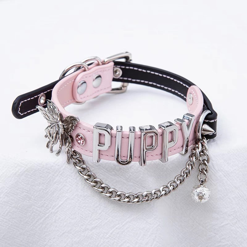 PERSONALIZED NAME Sweet BlackPink Choker Chain Necklace with Leash