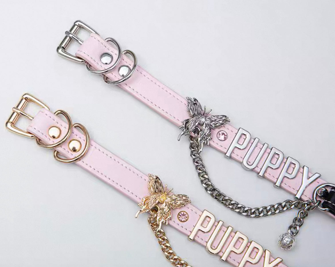 PERSONALIZED NAME Sweet BlackPink Choker Chain Necklace with Leash