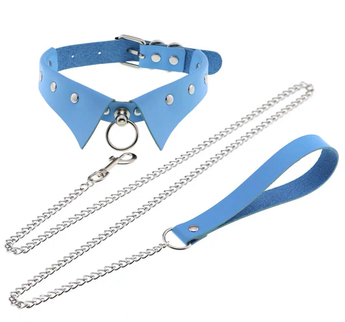 Gothic Leather Collar Dominatrix Choker Chain Necklace