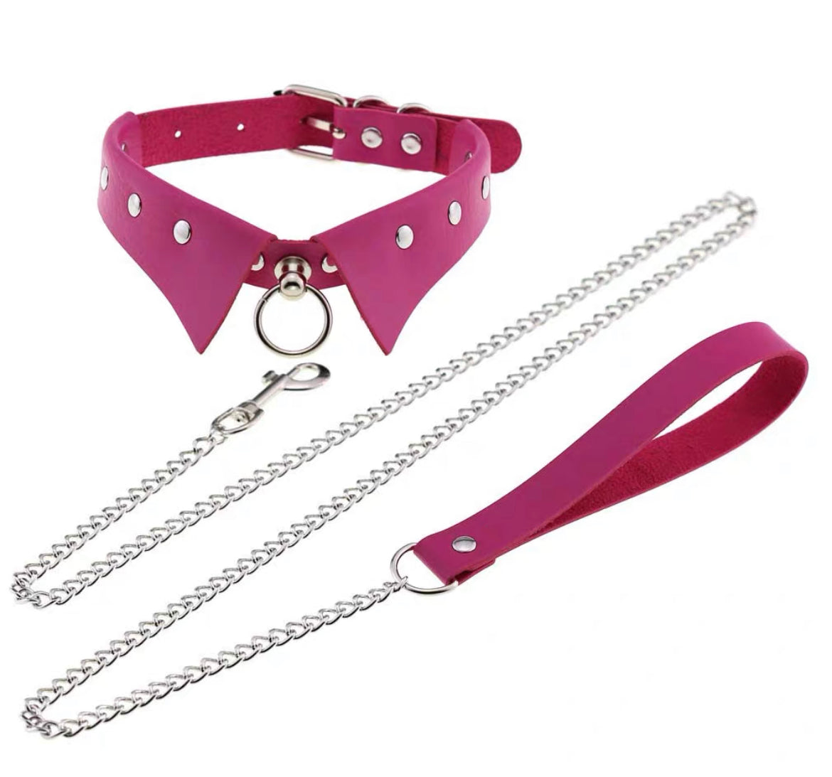 Gothic Leather Collar Dominatrix Choker Chain Necklace