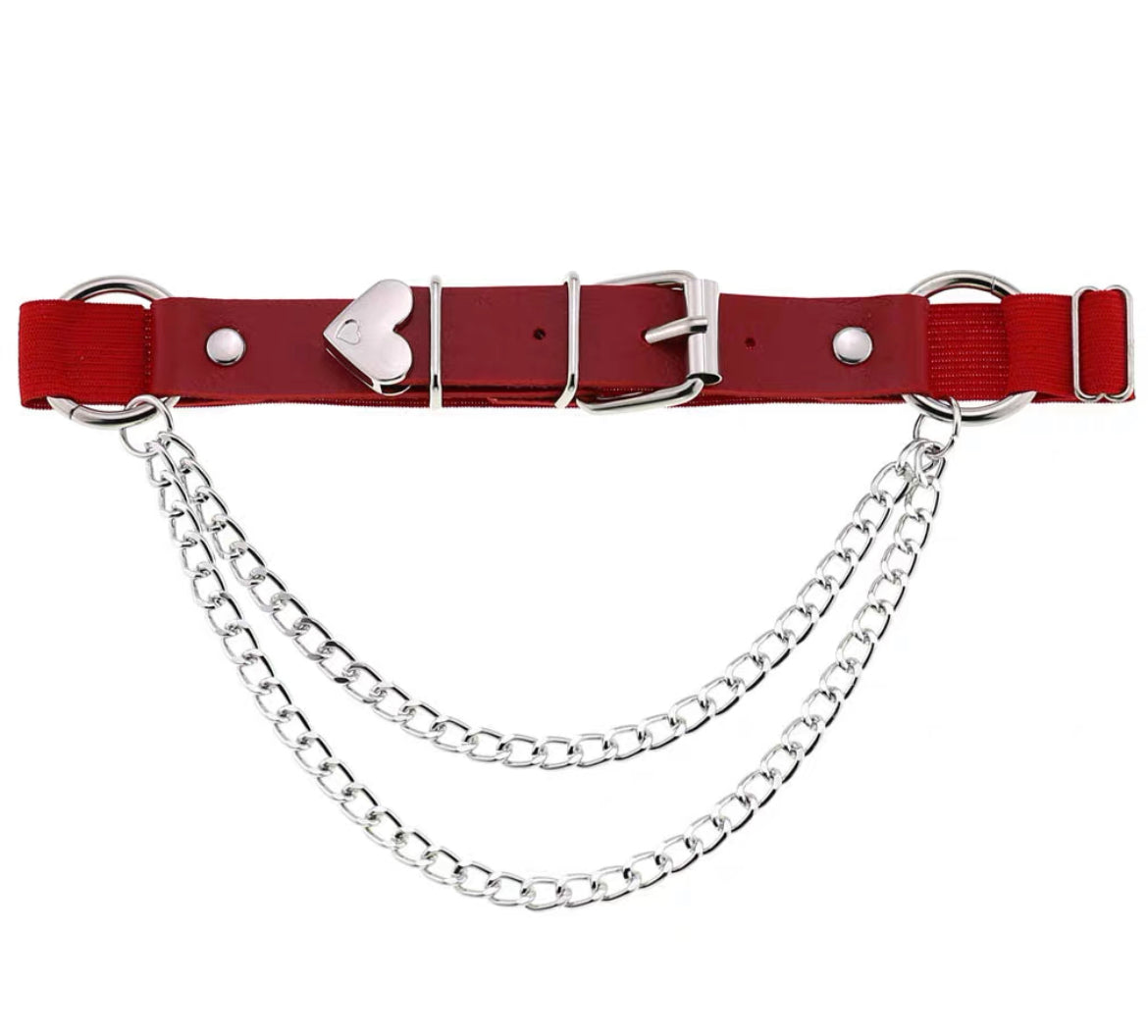 Heart Chain PU Leather Thigh Garter