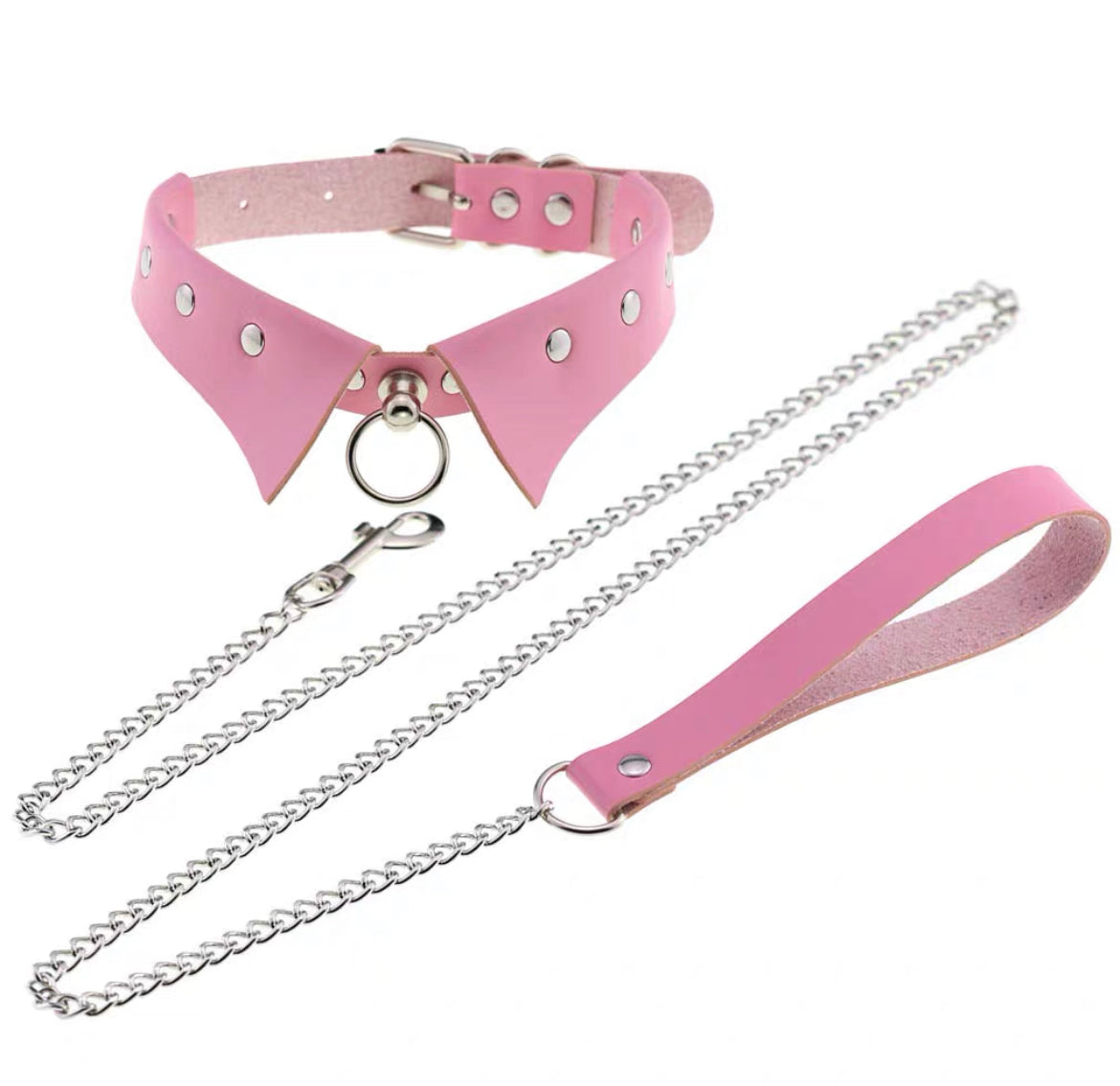Gothic Leather Collar Dominatrix Choker Chain Necklace