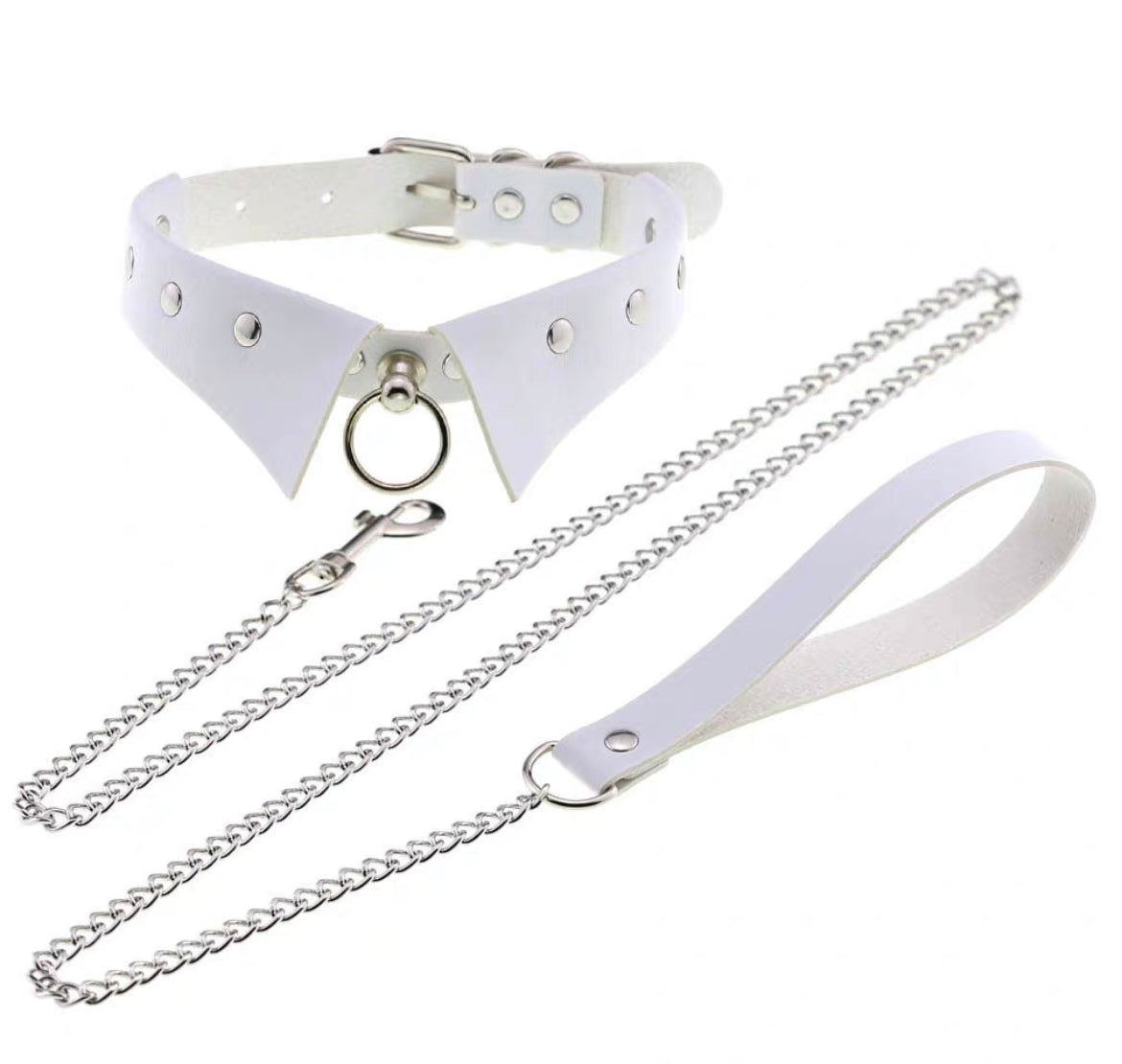 Gothic Leather Collar Dominatrix Choker Chain Necklace