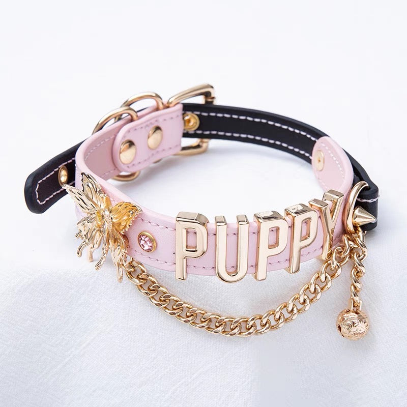 PERSONALIZED NAME Sweet BlackPink Choker Chain Necklace with Leash
