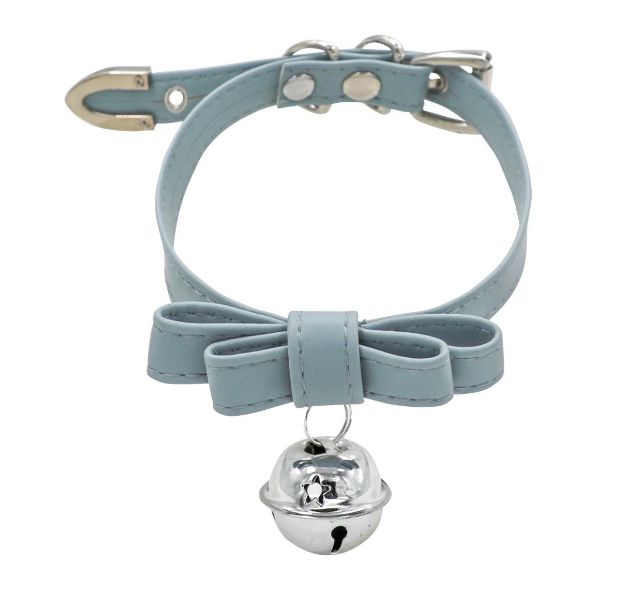 Big Bell Ribbon Choker Chain Necklace with Leash