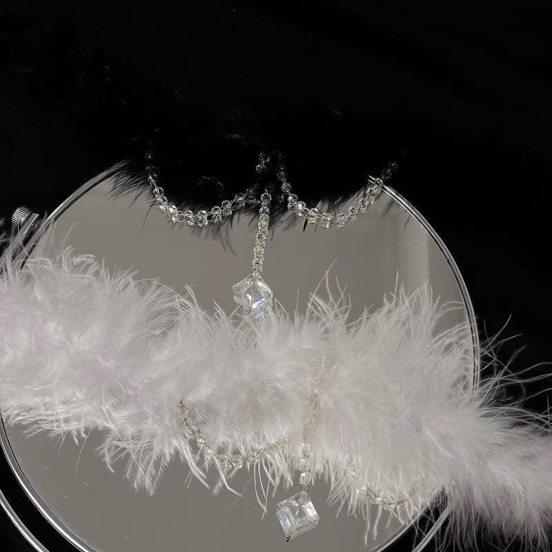 Furry Beaded Choker