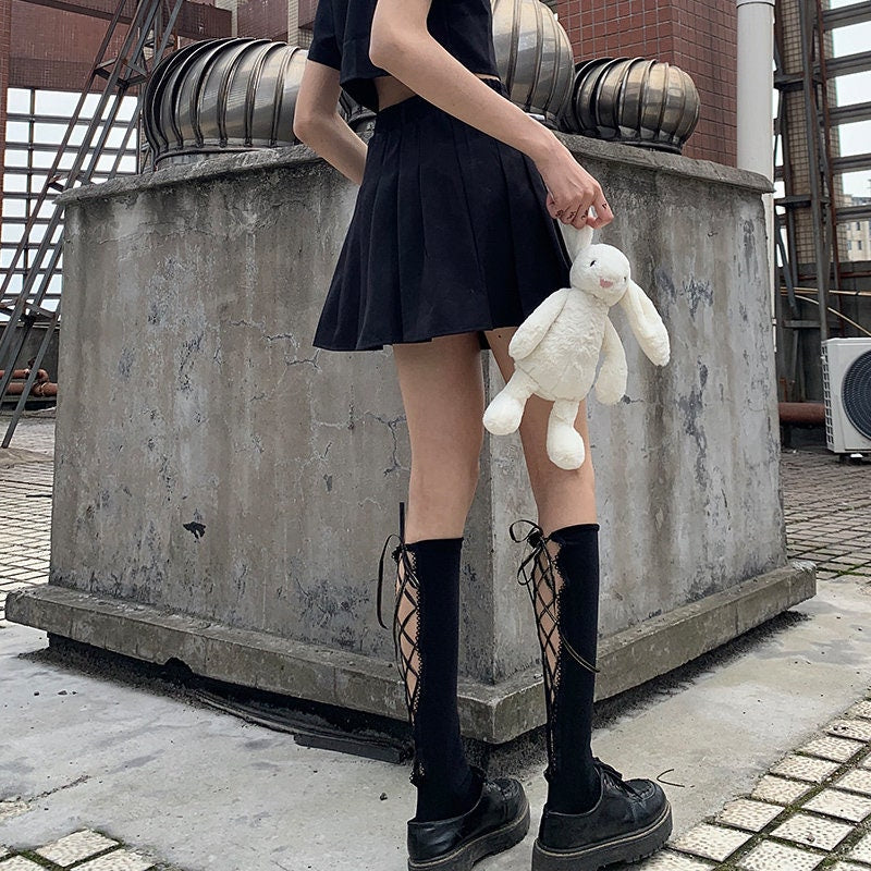 Self Tie Stockings High Socks • Sexy Lingeries • Netted Fishnet Stockings