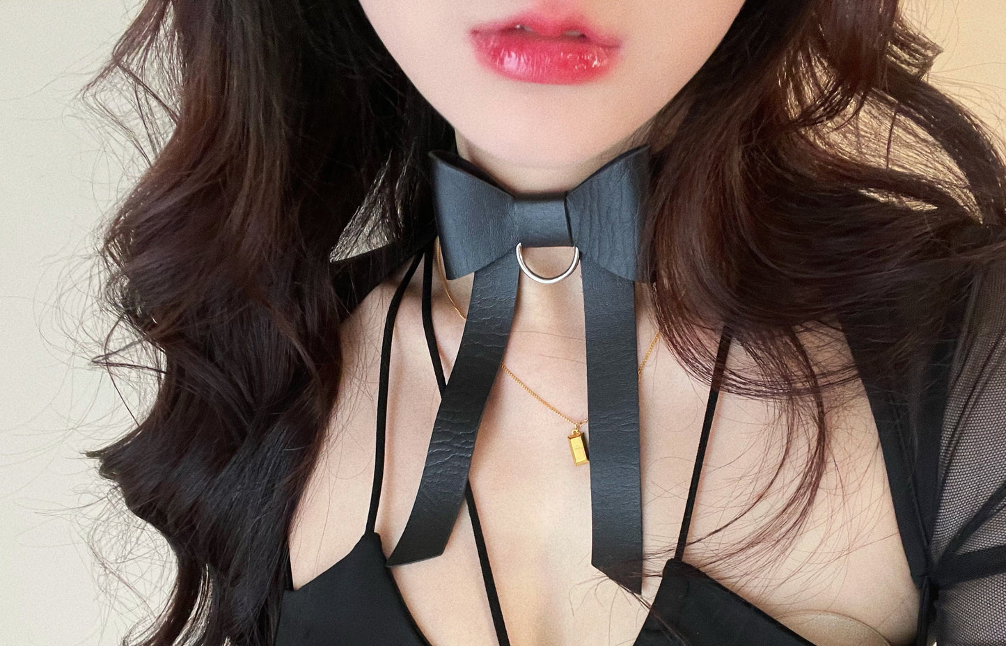 I'm Your Gift PU Leather Bow Choker Necklace