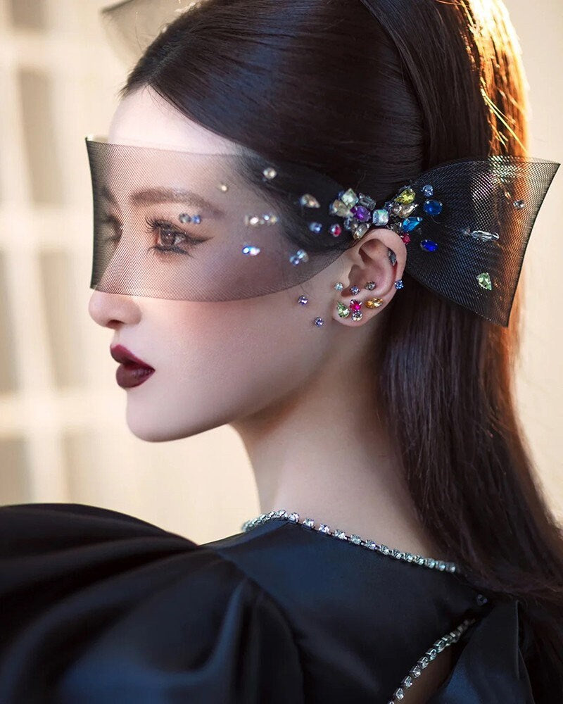 Bedazzled Bejeweled Bridal Eye Mesh