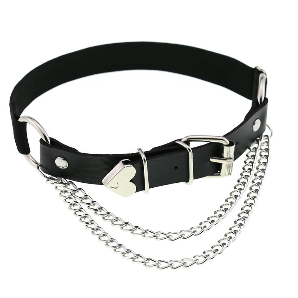 Heart Chain PU Leather Thigh Garter
