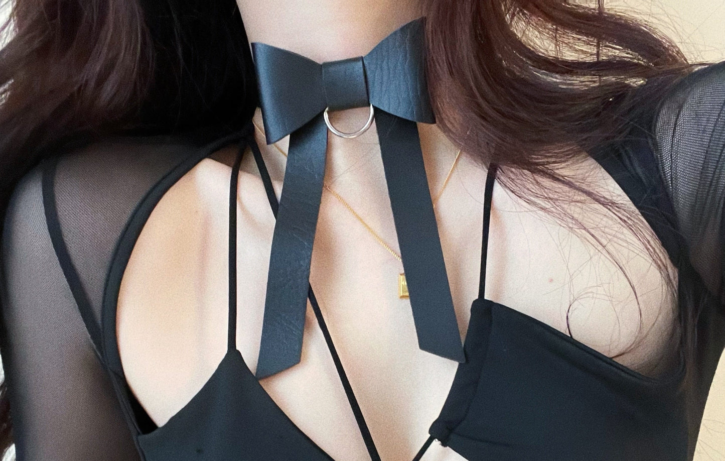 I'm Your Gift PU Leather Bow Choker Necklace