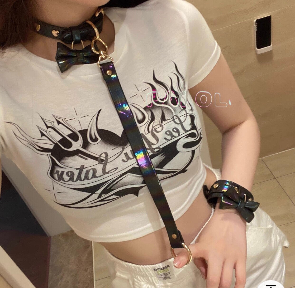 Lolita BDSM Shiny Collar Leash Chain Handcuffs Set • Adult Role Play • BDSM Bondage Restraints • Gag Fetish