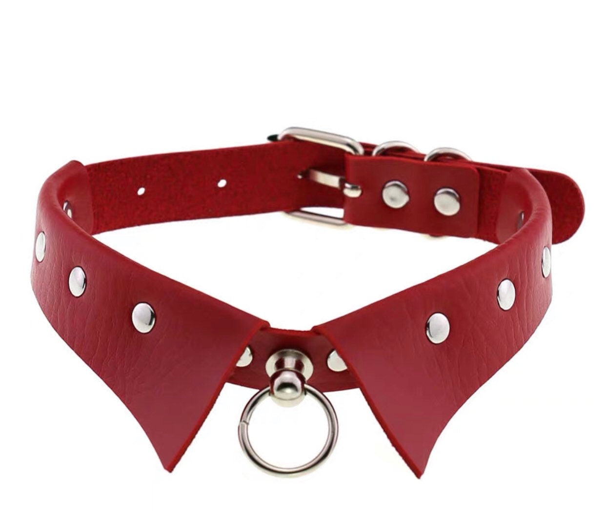 Gothic Leather Collar Dominatrix Choker Chain Necklace