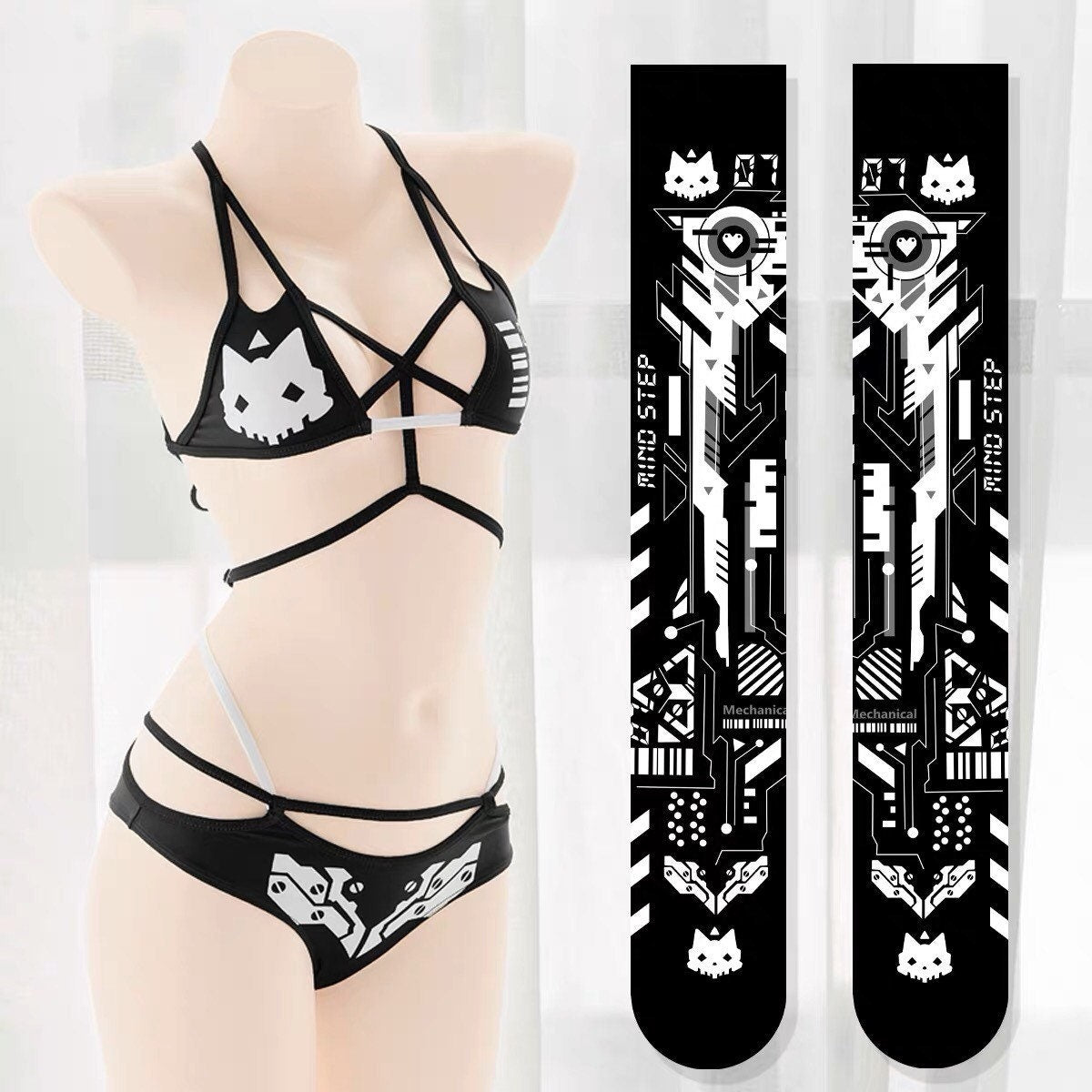 Alicia Futuristic Robotic Bikini Monokini One Piece Outfit Set