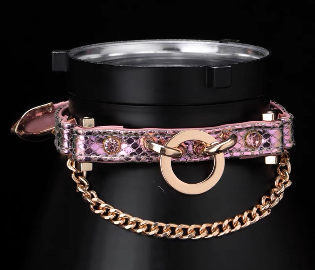 Layered Chain Ring Choker Necklace with Leash • Lolita Accessories • Adult Role Play • Cosplay Accessories