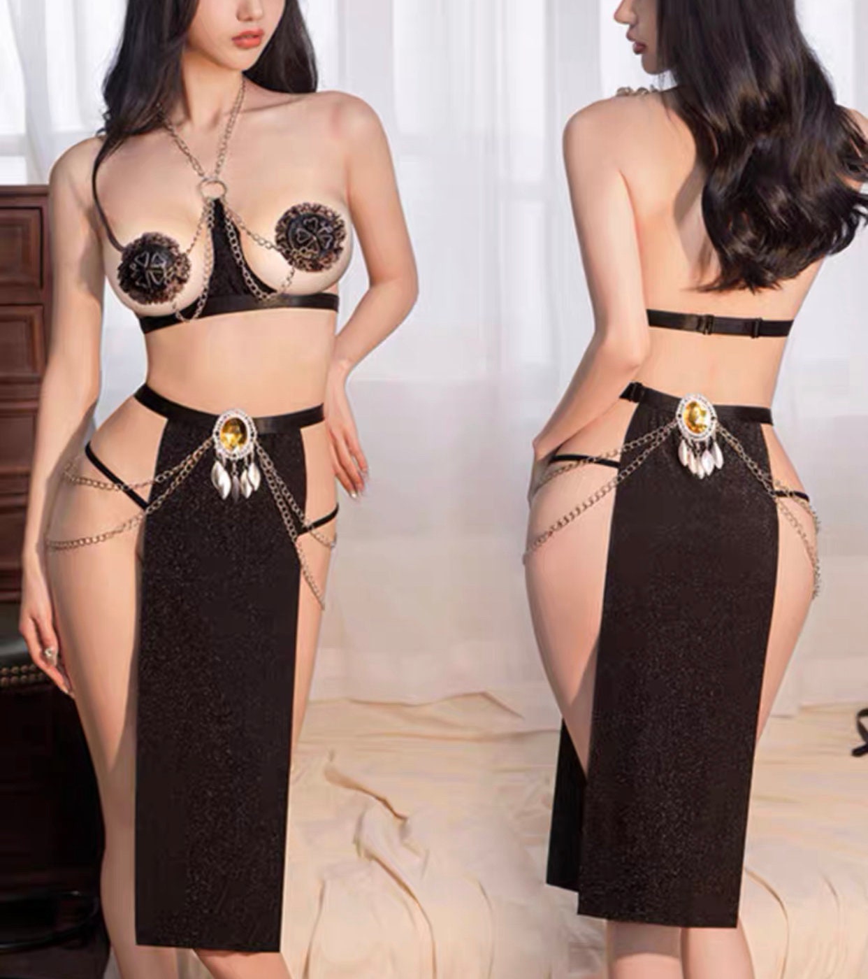 Exposed Crazy Sexy Persian Chained Body Chain Goddess Outfit Set  Sex  Cosplay  Sexy Goddess Lingerie  sexyrubystore