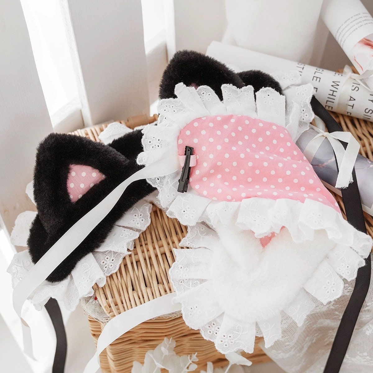 Maiden Kitty Ears Headband Headpiece • Lolita Accessories • Adult Role Play • Cosplay Accessories