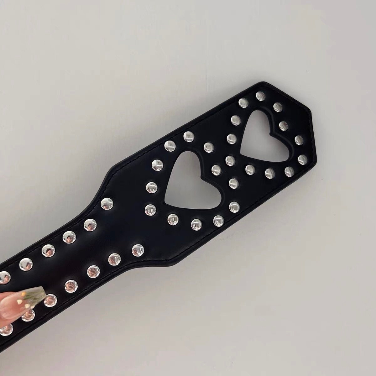 Studded Heart Spank Me Leather Spanker • BDSM Accessories • Sex Roleplay