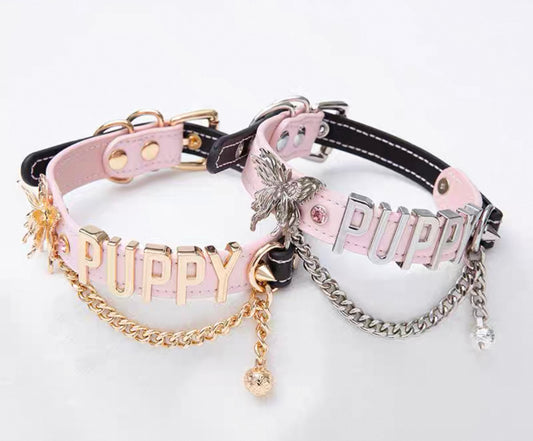 PERSONALIZED NAME Sweet BlackPink Choker Chain Necklace with Leash