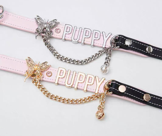 PERSONALIZED NAME Sweet BlackPink Choker Chain Necklace with Leash