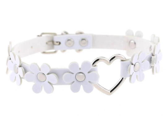 Floral Heart Collar Choker with Leash