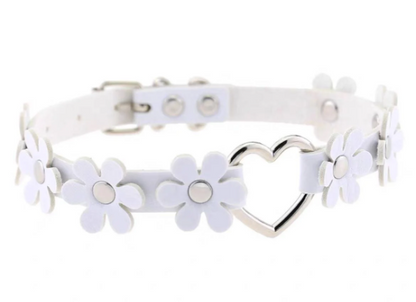 Floral Heart Collar Choker with Leash