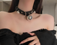 Unisex Bondage BDSM Big Bell Choker Collar with Leash