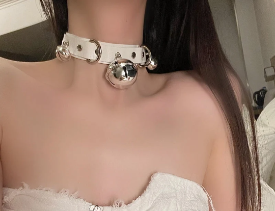 Unisex Bondage BDSM Big Bell Choker Collar with Leash