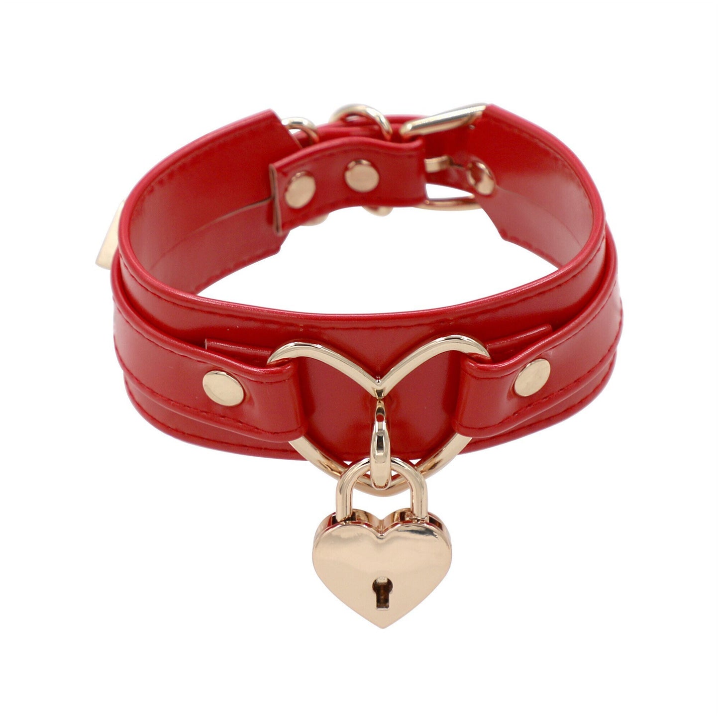 Double Hearts Lock Choker with Leash