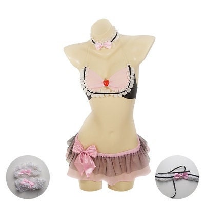 Pink Innocent Japanese Schoolgirl Revealing Outfit Set  • Lolita Cosplay  • Sexy Lingerie Costumes