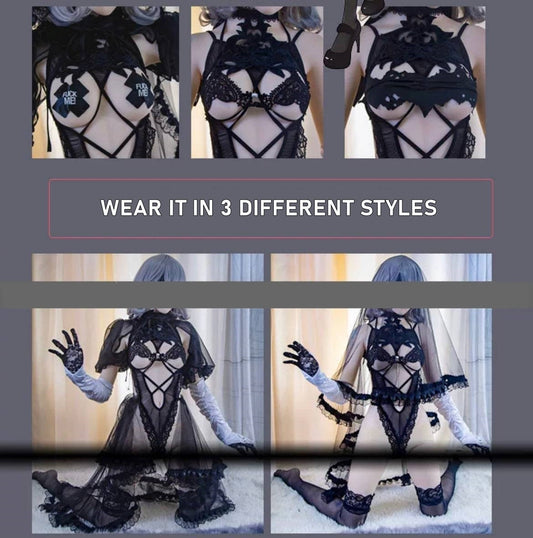 Sexy Bride Lace Teddy Bodysuit With Veil Outfit Set  • Cosplay Roleplay • Sexy Lingerie • Bridal Wedding Photoshoot