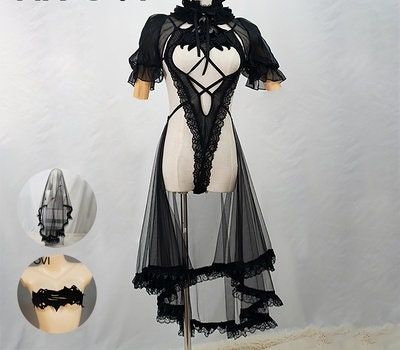 Sexy Bride Lace Teddy Bodysuit With Veil Outfit Set  • Cosplay Roleplay • Sexy Lingerie • Bridal Wedding Photoshoot