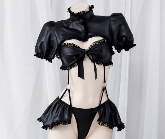 PU Sexy Dominatrix Bikini Outfit Set  • Sex Cosplay  • Sexy BDSM Lingerie