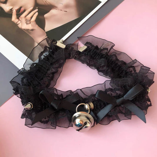 Lolita Bell Choker Chain Necklace with Leash • Handcuff Set • Lolita BDSM Accessories • Adult Role Play • Cosplay Accessories