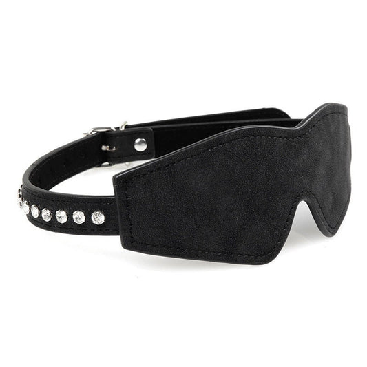 PU Leather Jewel Blindfold Eye Mask • Adult Role Play • Restraints • BDSM