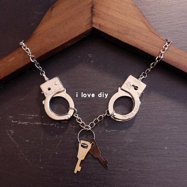 Silver Mini Handcuff Bondage BDSM Choker Necklace • Adult Role Play • Restraints • Gag Fetish