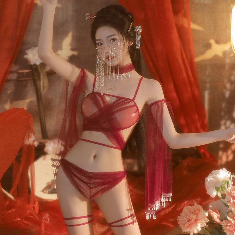 Ruby Oriental Chinese Fairy Lingerie Set  • Cosplay Costume  • Sexy Lingerie • Sex Roleplay