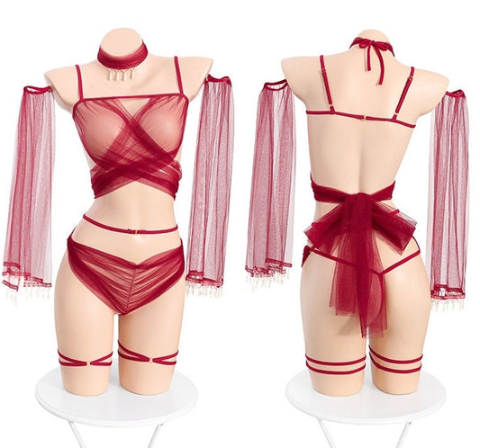 Ruby Oriental Chinese Fairy Lingerie Set • Cosplay Costume • Sexy Lingerie • Sex Roleplay