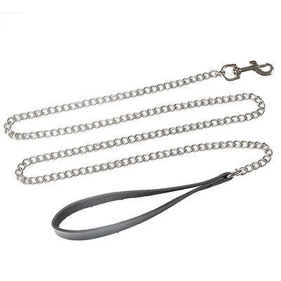 Interlock Leather Belt Choker Collar Necklace with Leash