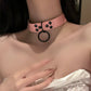 Black Pink Belt Choker with Leash