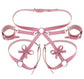 PU Leather Ribbon Bondage Restraint Garter Handcuffs Set • Adult Role Play • BDSM Bondage Restraints • Gag Fetish