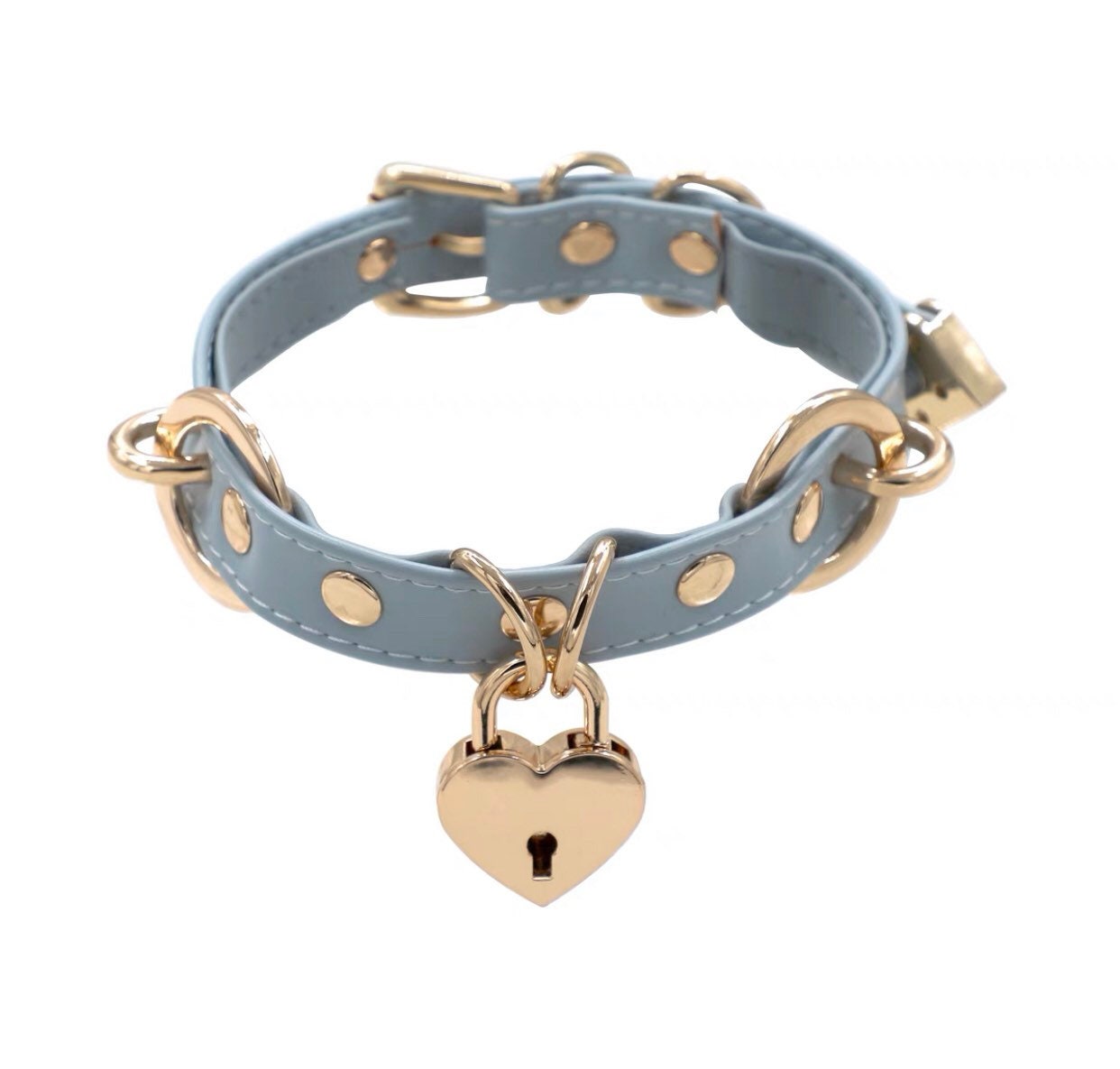 Simplified Heart Lock Choker Chain Necklace with Leash • Lolita Accessories • Adult Role Play • Cosplay Accessories