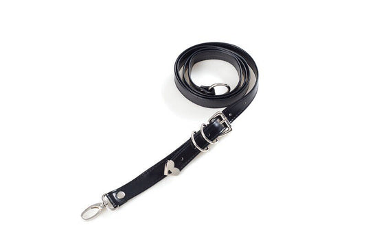 Silver Heart Leather Chain Adult Leash • Adult Role Play • BDSM Bondage Restraints • Sex Play Accessories