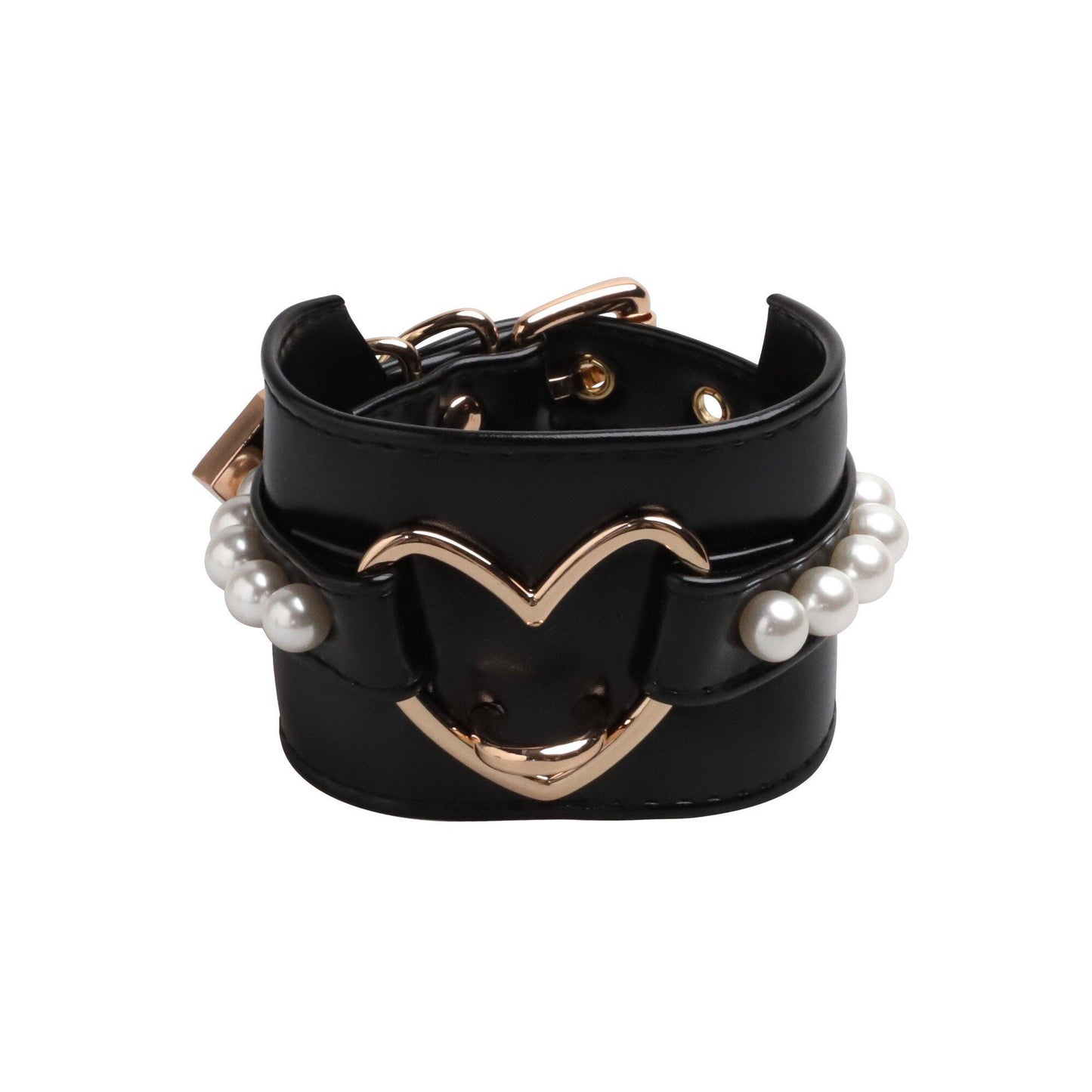 Pearls Heart Wristlet Bracelet • Lolita Gothic BDSM Accessories • Adult Role Play • Cosplay Accessories