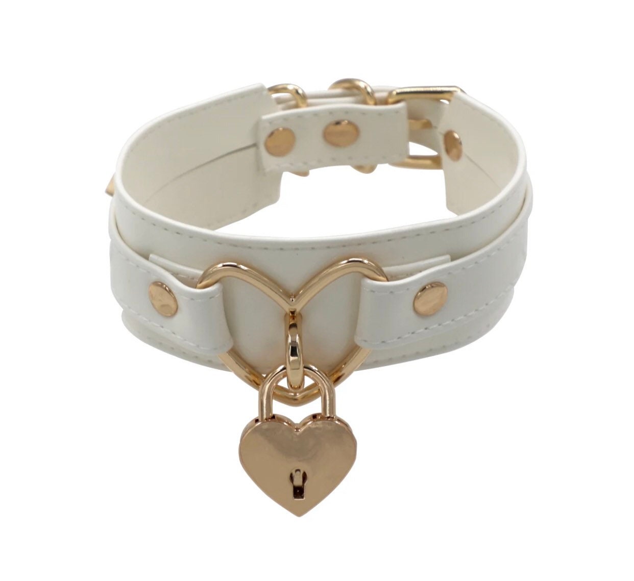 Double Hearts Lock Choker with Leash