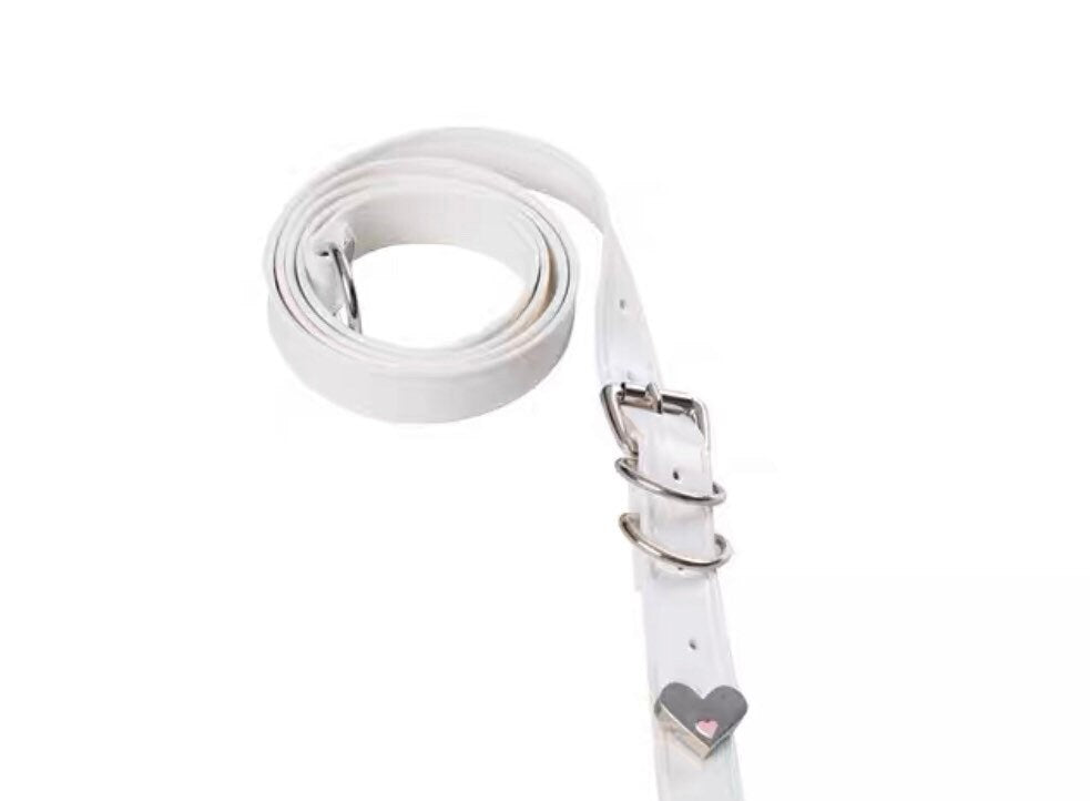 Silver Heart Leather Chain Adult Leash • Adult Role Play • BDSM Bondage Restraints • Sex Play Accessories