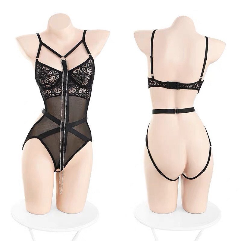 Lacey Chain One Piece Monokini Teddy Outfit Set  • Sex Cosplay  • Sexy Lingerie